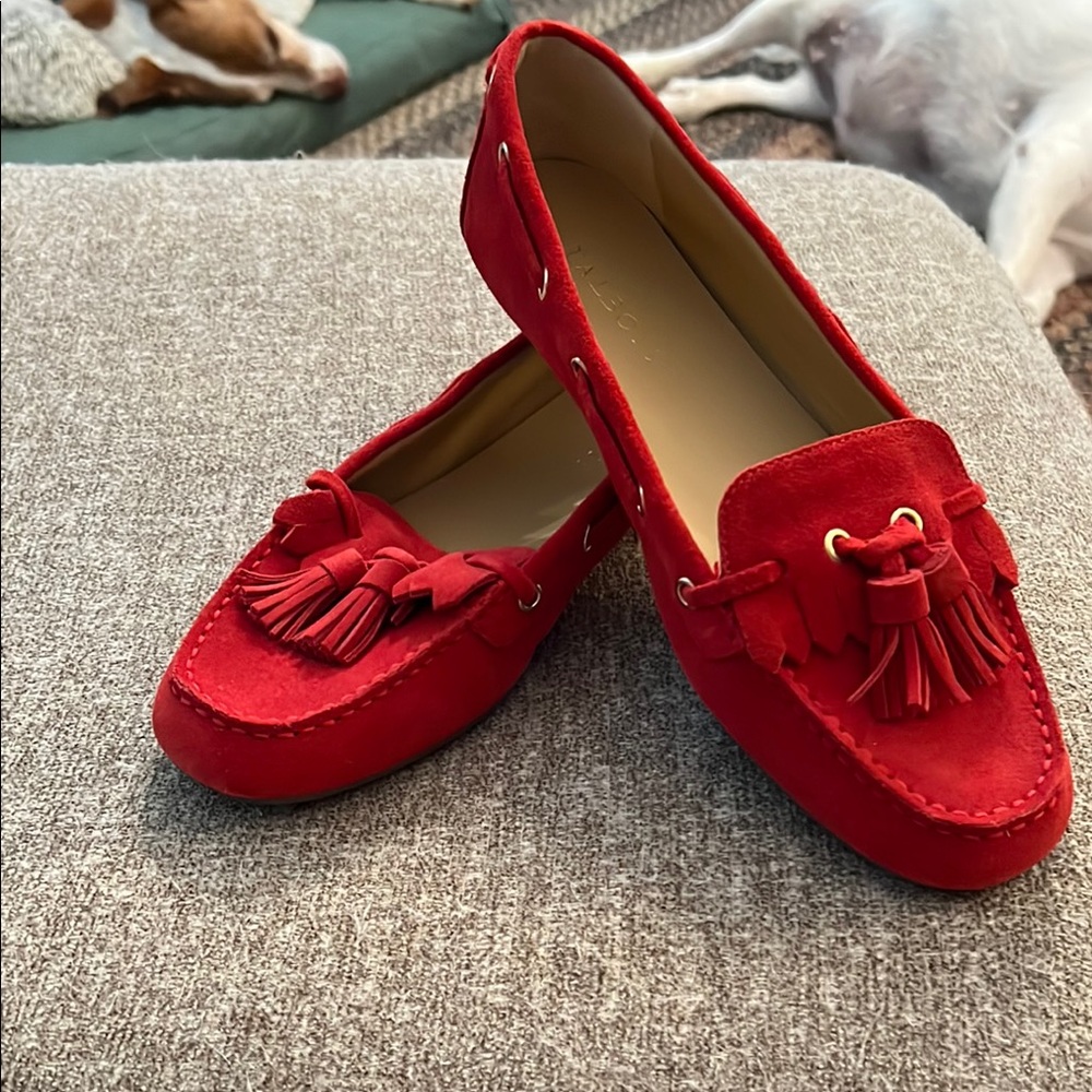 Talbots Red Suede Tassel Loafers